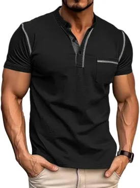 Men's Fashion Henley Shirt Classic Short/Long Sleeve Lightweight Button Cotton T-Shirt Casual Top