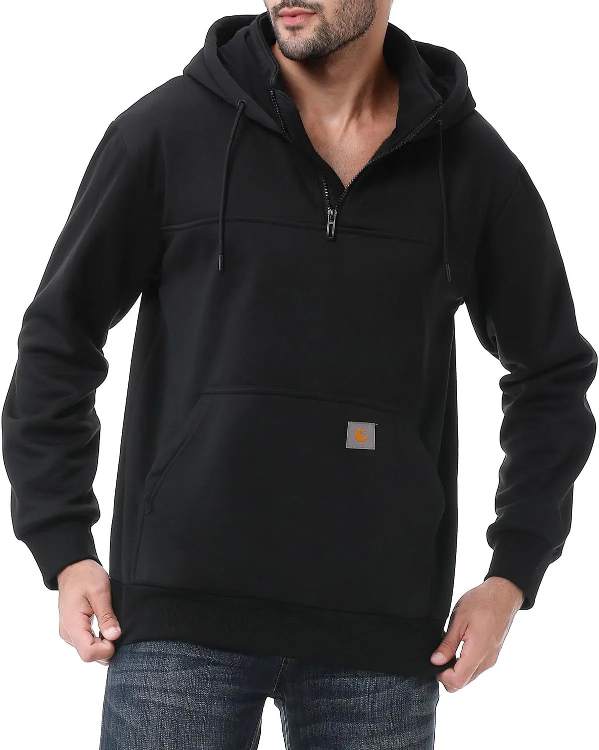Men's Fashion Hoodies Sweatshirts Loose Fit Heavyweight Quarter-Zip Sweatshirt Fleece-Lined Pullover