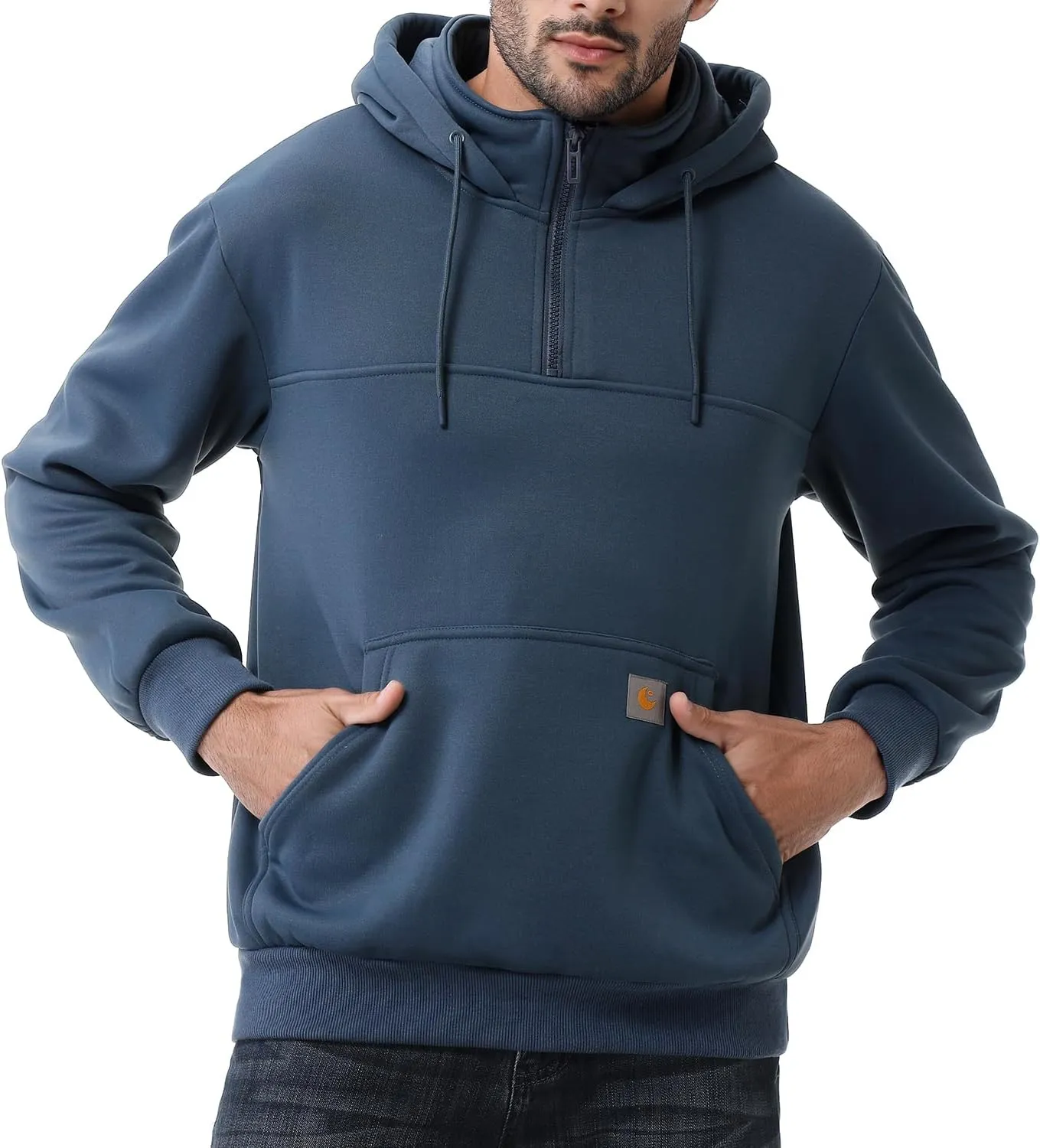 Men's Fashion Hoodies Sweatshirts Loose Fit Heavyweight Quarter-Zip Sweatshirt Fleece-Lined Pullover