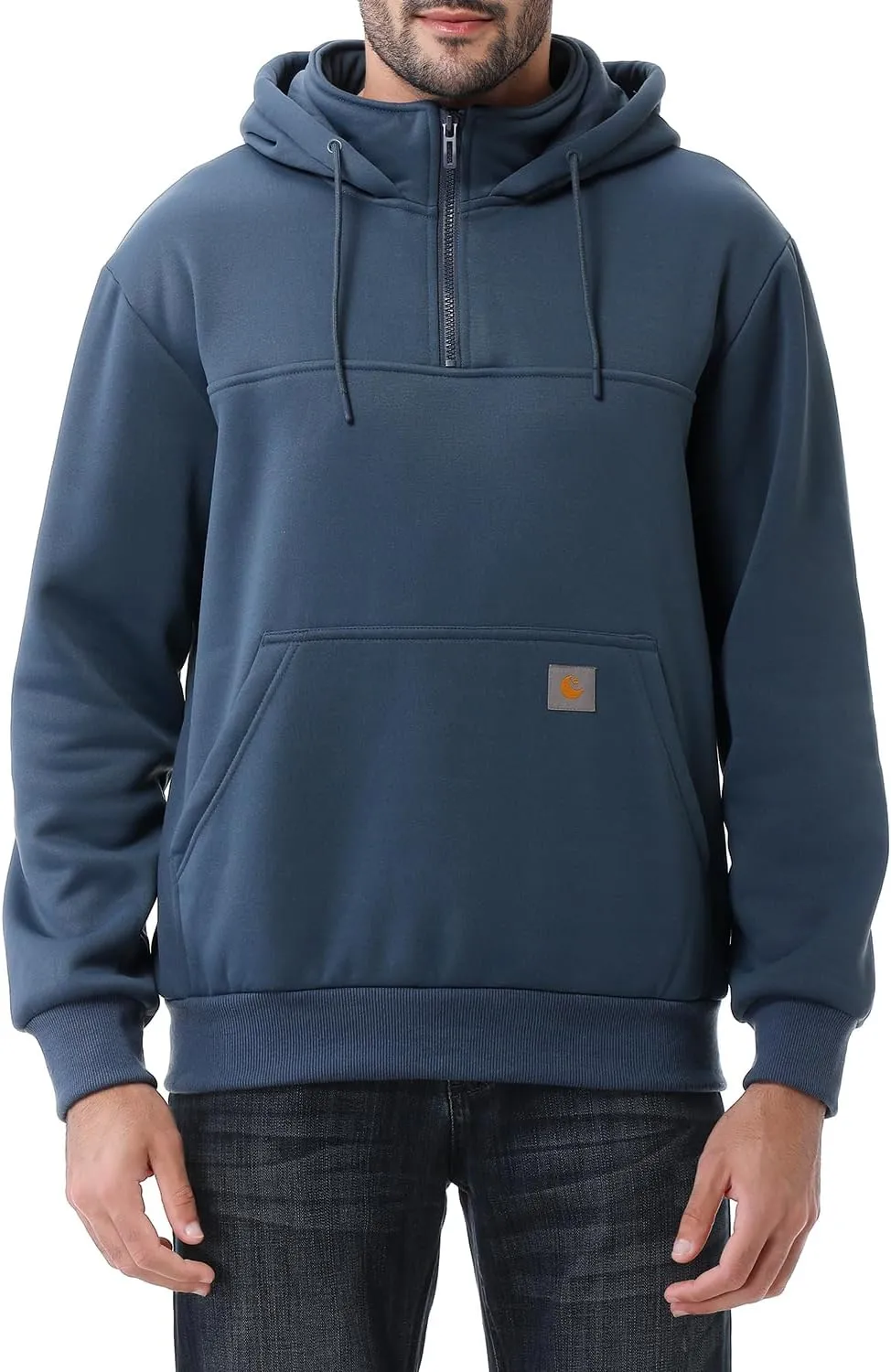 Men's Fashion Hoodies Sweatshirts Loose Fit Heavyweight Quarter-Zip Sweatshirt Fleece-Lined Pullover
