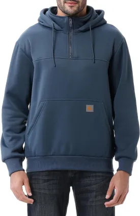 Men's Fashion Hoodies Sweatshirts Loose Fit Heavyweight Quarter-Zip Sweatshirt Fleece-Lined Pullover