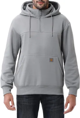 Men's Fashion Hoodies Sweatshirts Loose Fit Heavyweight Quarter-Zip Sweatshirt Fleece-Lined Pullover