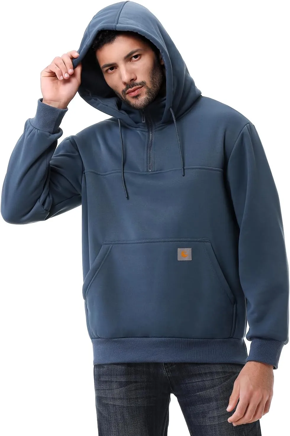 Men's Fashion Hoodies Sweatshirts Loose Fit Heavyweight Quarter-Zip Sweatshirt Fleece-Lined Pullover