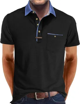 Mens Henley/Polo Shirts Casual Short Sleeve Button Cotton Tees Stylish Classic Moisture Wicking Golf Tops with Pocket