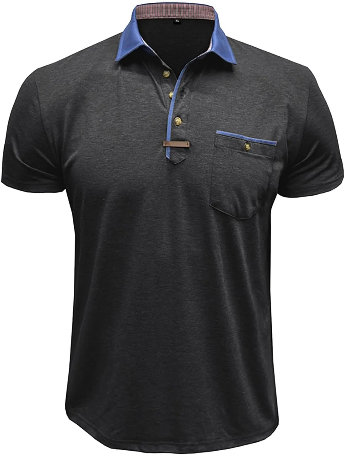 Mens Henley/Polo Shirts Casual Short Sleeve Button Cotton Tees Stylish Classic Moisture Wicking Golf Tops with Pocket