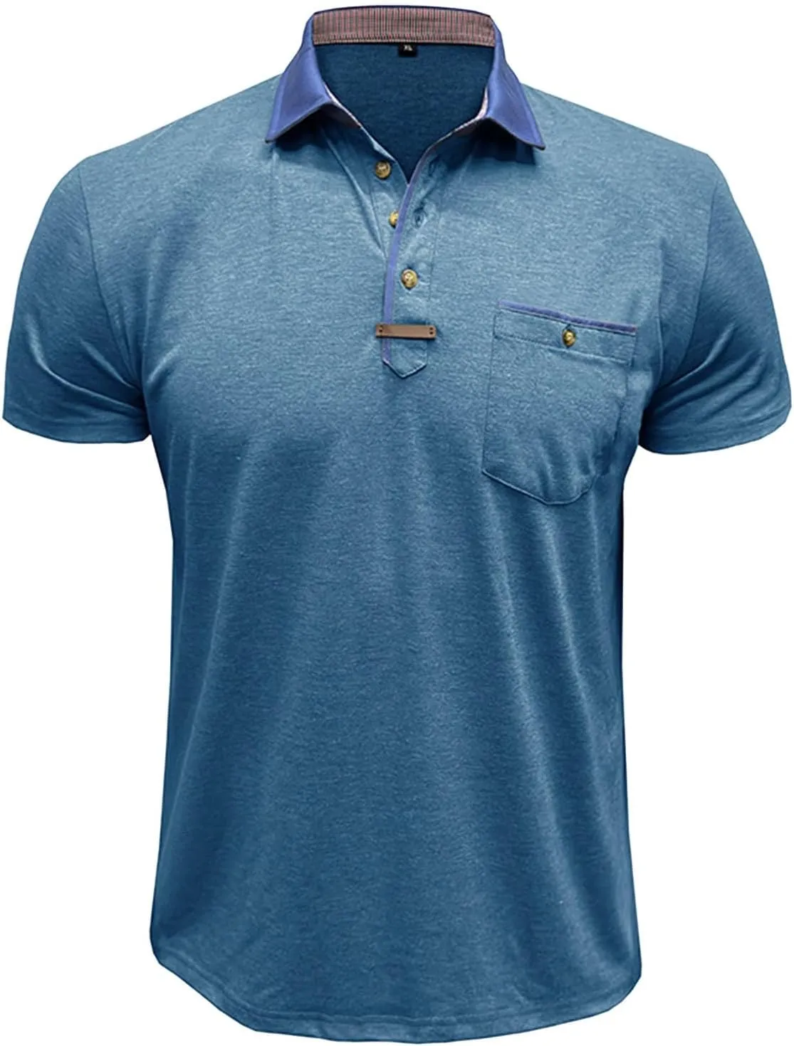 Mens Henley/Polo Shirts Casual Short Sleeve Button Cotton Tees Stylish Classic Moisture Wicking Golf Tops with Pocket