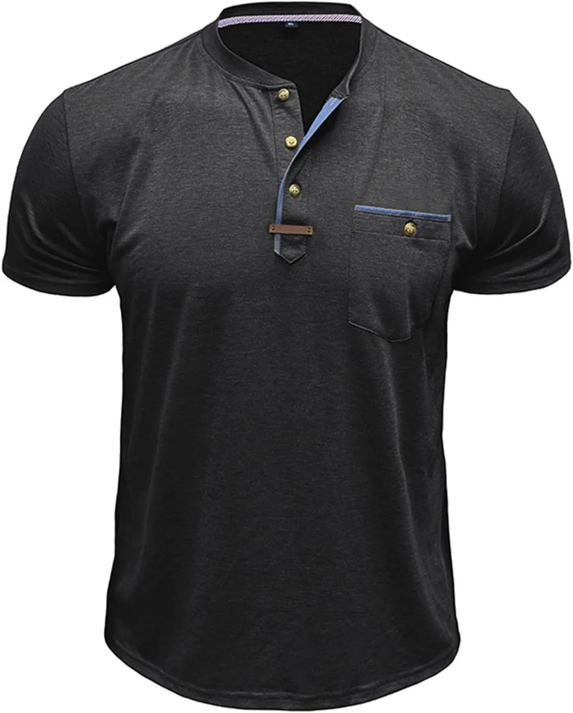 Mens Henley/Polo Shirts Casual Short Sleeve Button Cotton Tees Stylish Classic Moisture Wicking Golf Tops with Pocket