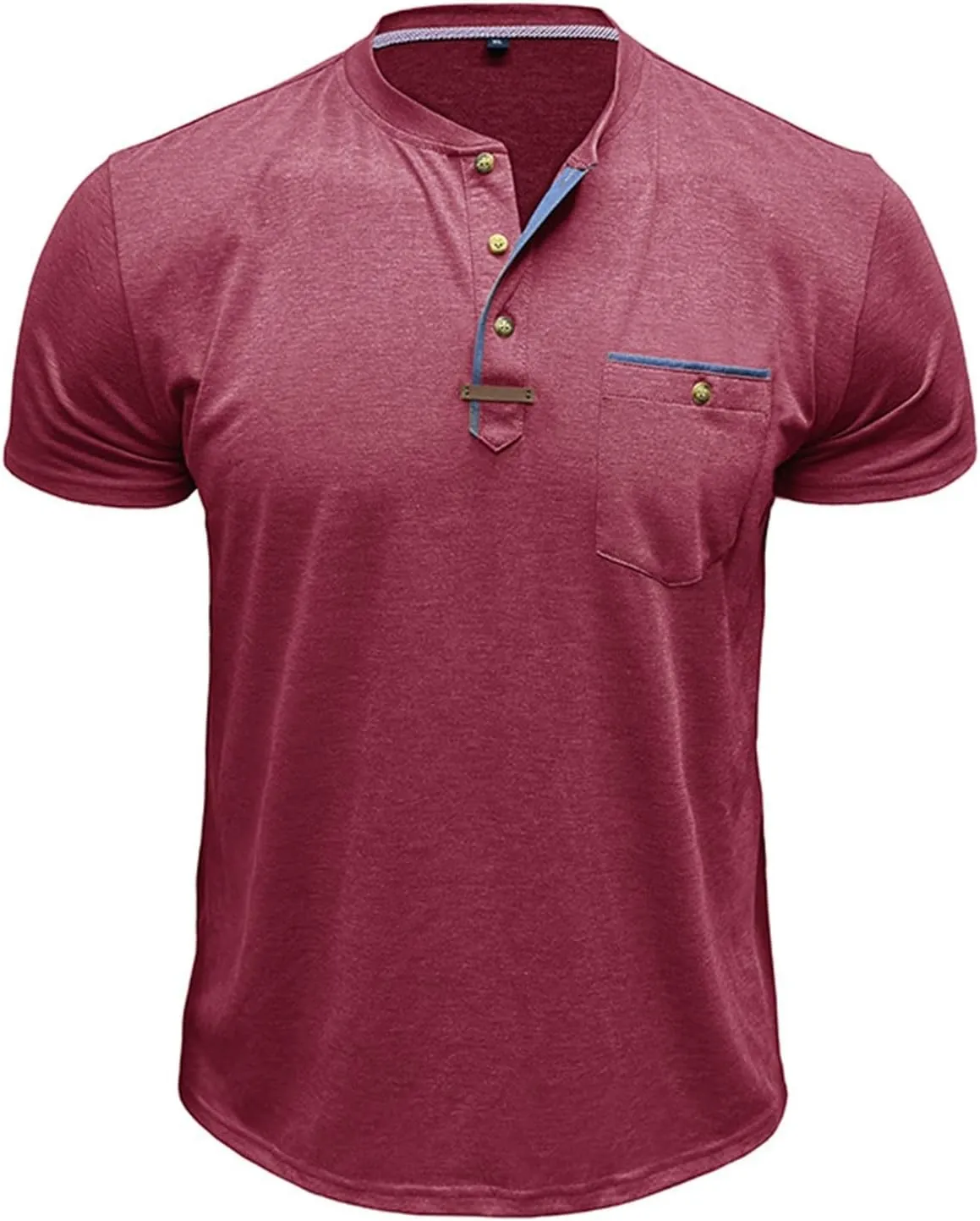 Mens Henley/Polo Shirts Casual Short Sleeve Button Cotton Tees Stylish Classic Moisture Wicking Golf Tops with Pocket