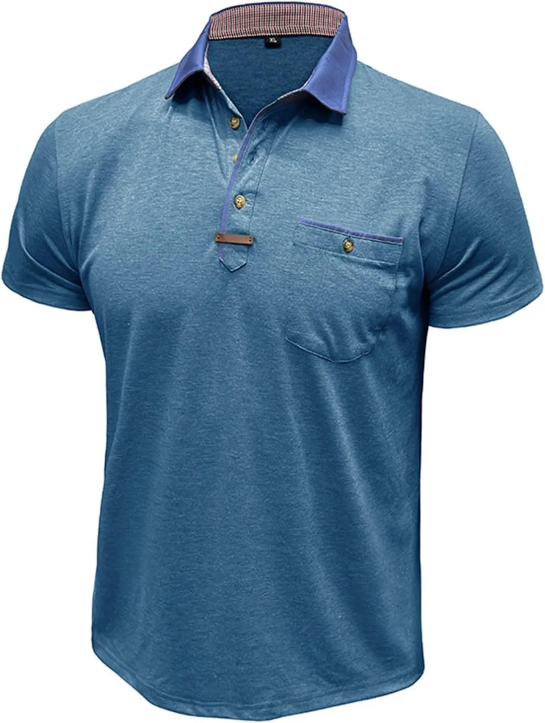 Mens Henley/Polo Shirts Casual Short Sleeve Button Cotton Tees Stylish Classic Moisture Wicking Golf Tops with Pocket