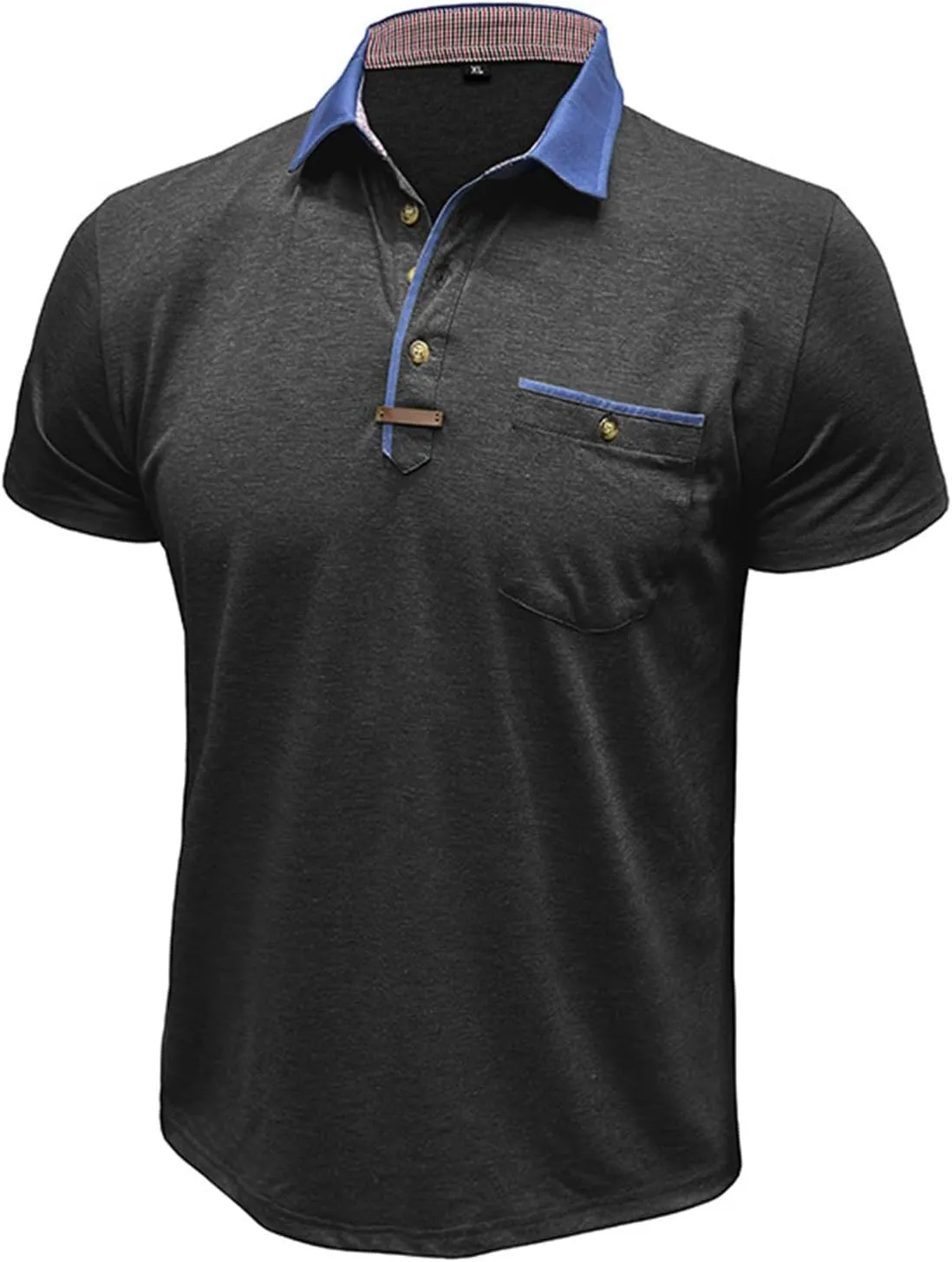 Mens Henley/Polo Shirts Casual Short Sleeve Button Cotton Tees Stylish Classic Moisture Wicking Golf Tops with Pocket
