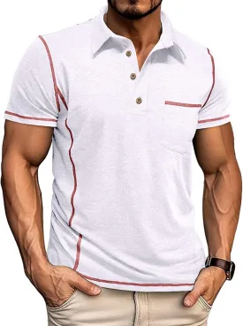 Men's Polo Shirts Basic T-Shirt Casual Tees Short Sleeve Tops Golf Shirts Pocket Buttons
