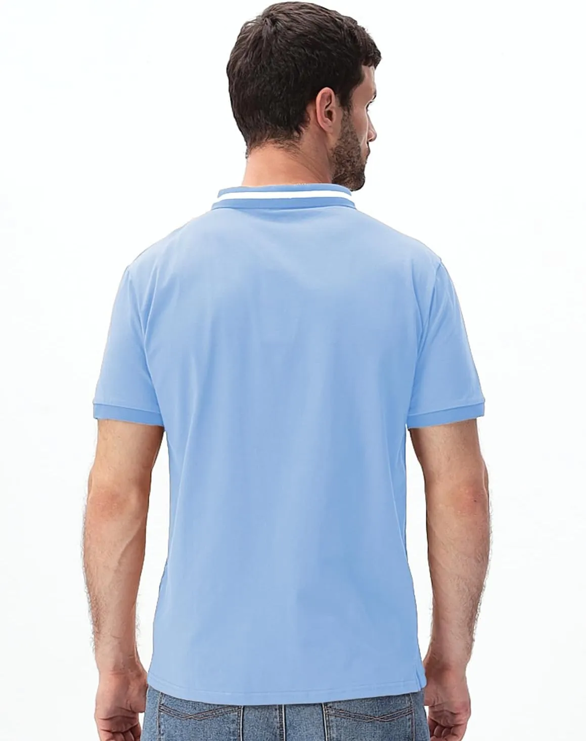 Mens Polo Shirts Short/Long Sleeve Casual Color Block Golf Polo T Shirt Stylish Contrast Collar Cotton Tops for Men