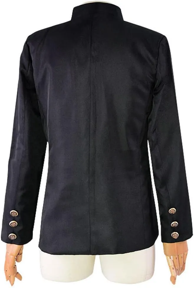 Men's Stand Collar Double Breasted Blazer Solid Color Long Sleeve Slim Fit Jacket Master of Ceremonies Performance Wear