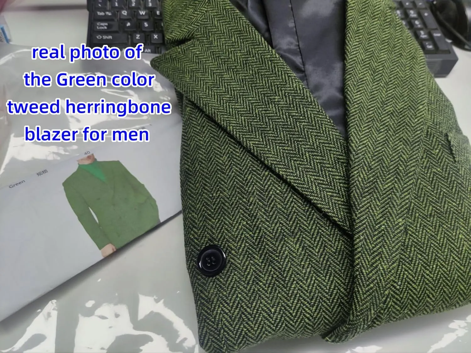 Mens Tweed Herringbone Blazer Fashion Double Breasted Tuxedo Jacket for Party STJK001