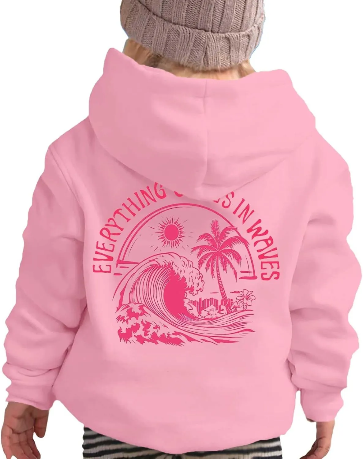 Pink Hoodie For Girls Meet Me At The Ocean Hoodie Cute Preepy Graphic Sweatshirts Kids Clothes Y2K Tops With Pockets 2025