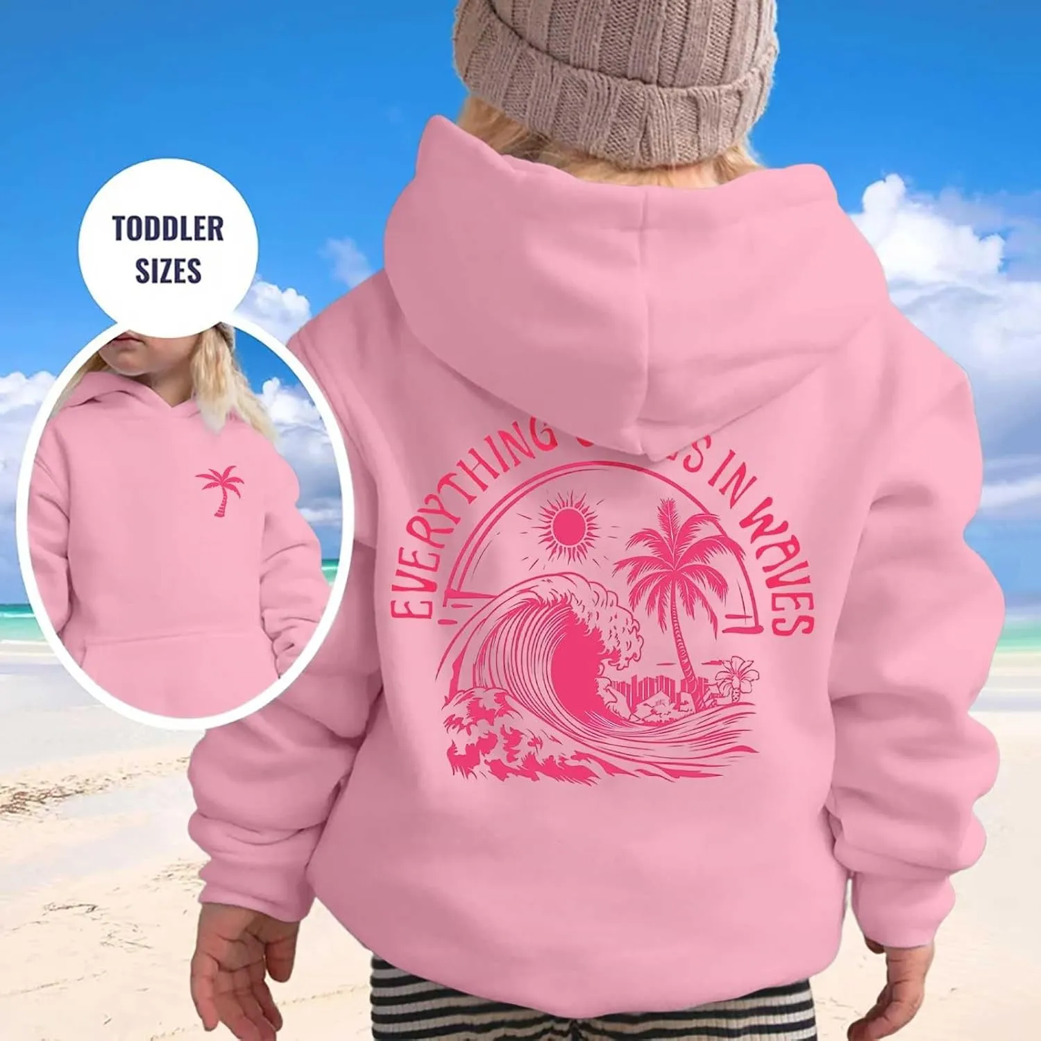 Pink Hoodie For Girls Meet Me At The Ocean Hoodie Cute Preepy Graphic Sweatshirts Kids Clothes Y2K Tops With Pockets 2025