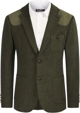 PJ PAUL JONES Men's Blazer Herringbone Tweed Sport Coats Two Button Wool Blend Formal Jacket