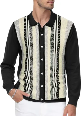 PJ PAUL JONES Mens Button Down Polo Shirts Striped Knitted Cardigan Sweaters