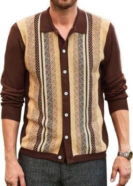 PJ PAUL JONES Mens Button Down Polo Shirts Striped Knitted Cardigan Sweaters