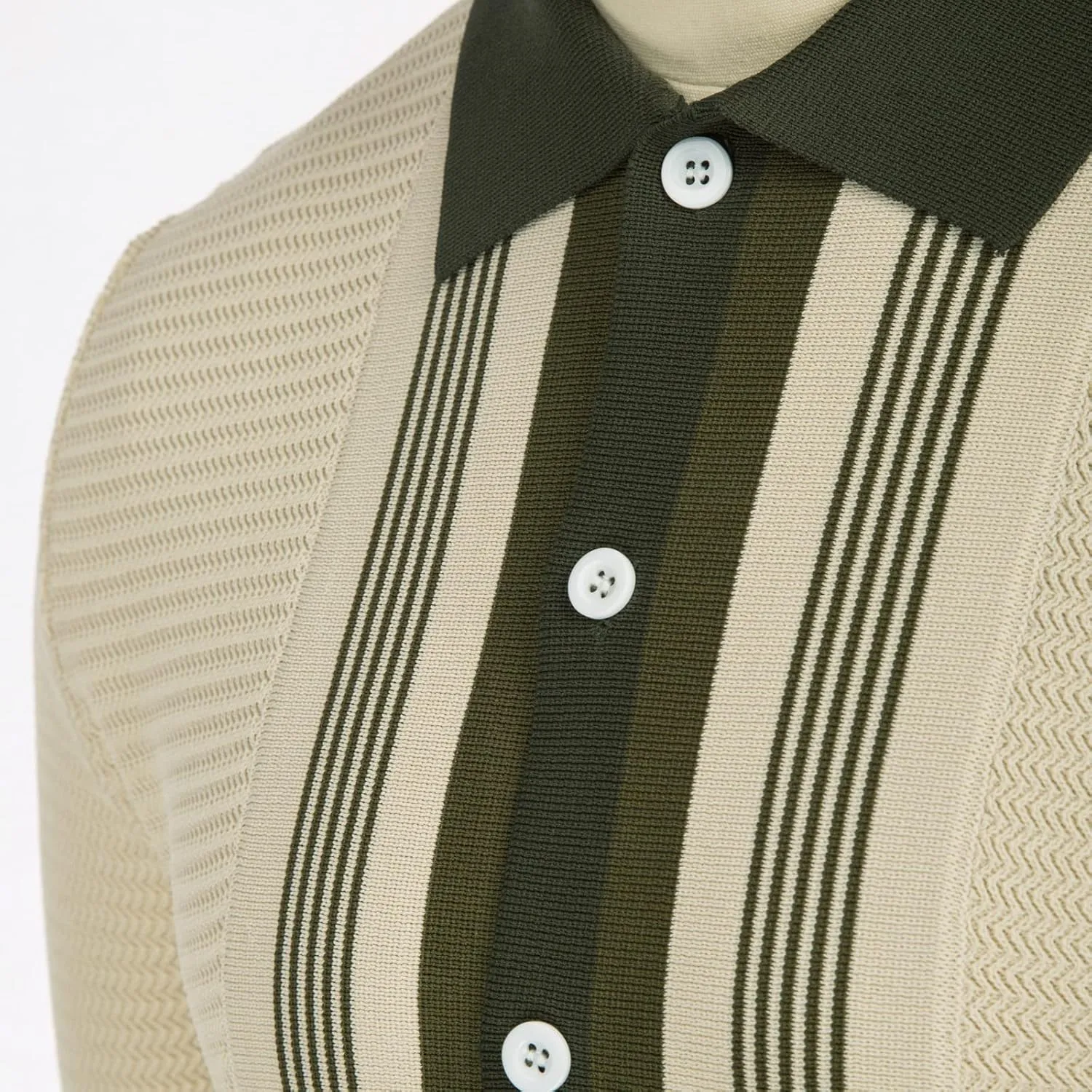 PJ PAUL JONES Mens Button Down Polo Shirts Striped Knitted Cardigan Sweaters