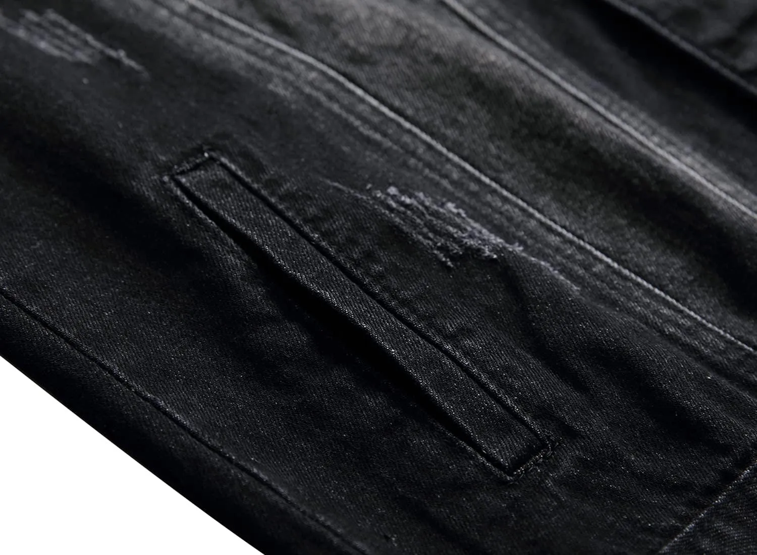 RANMCC Jean Jacket for Men Slim Fit Ripped Denim Jacket Coat