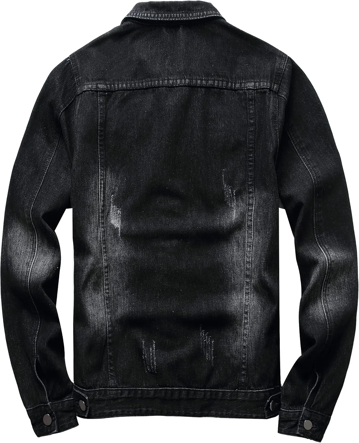 RANMCC Jean Jacket for Men Slim Fit Ripped Denim Jacket Coat