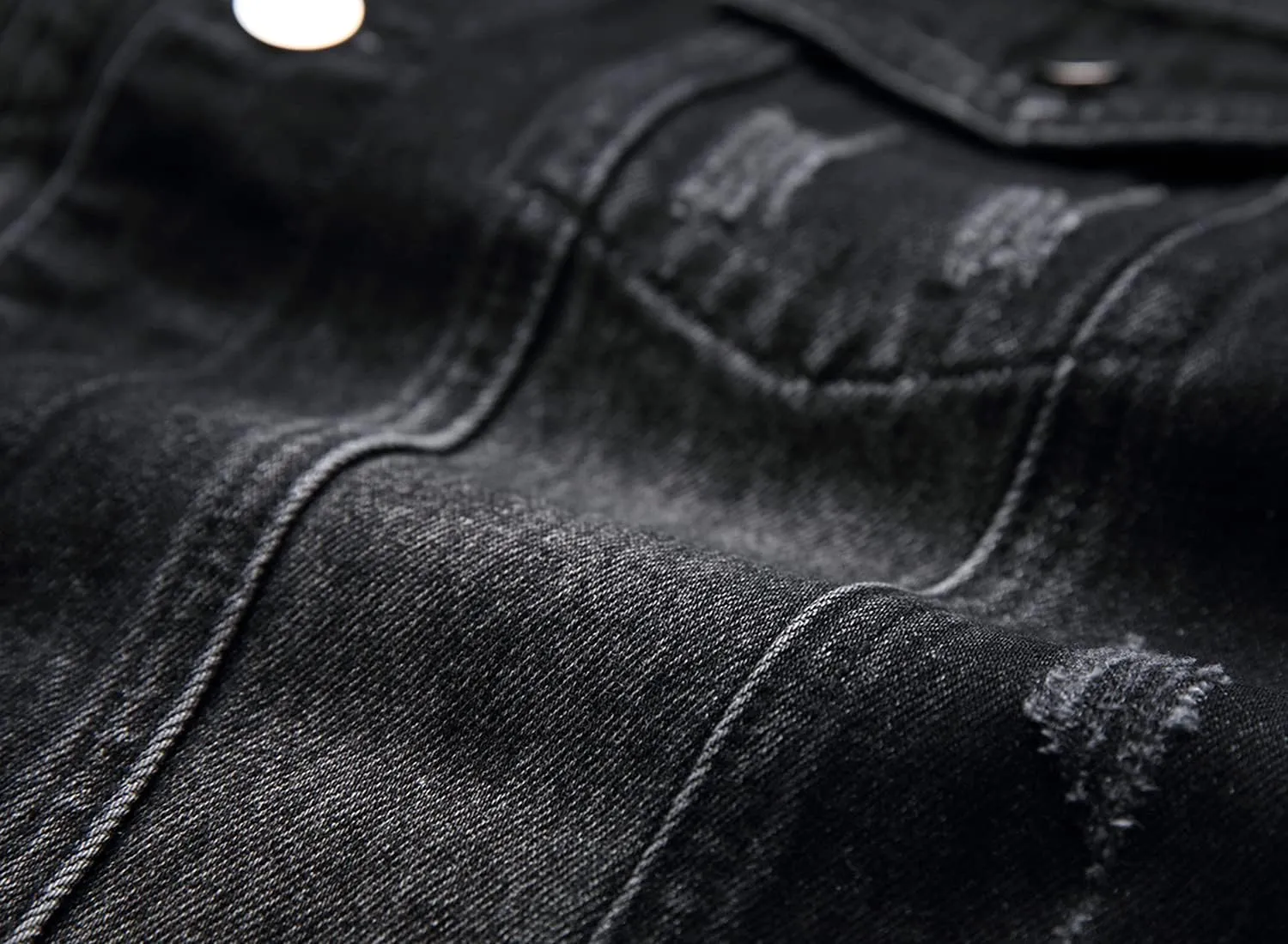 RANMCC Jean Jacket for Men Slim Fit Ripped Denim Jacket Coat