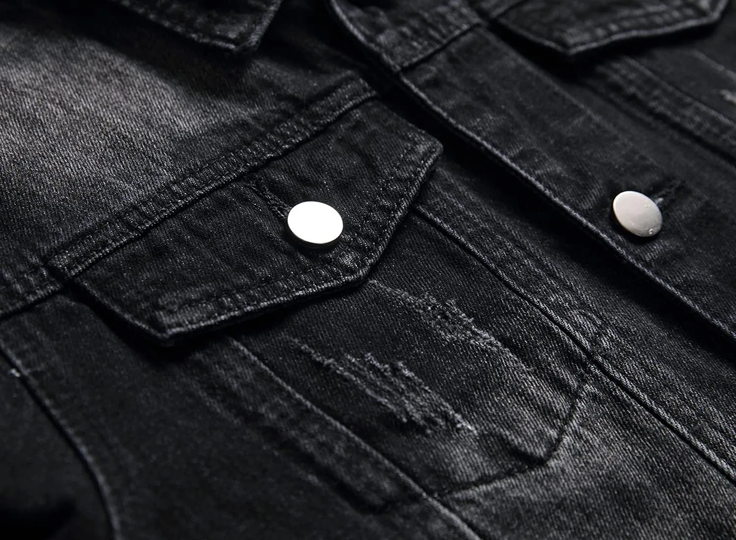 RANMCC Jean Jacket for Men Slim Fit Ripped Denim Jacket Coat