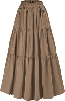 Scarlet Darkness Maxi Long Skirts for Women Summer Flowy Renaissance Skirt with Pockets