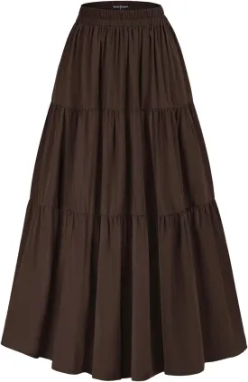 Scarlet Darkness Maxi Long Skirts for Women Summer Flowy Renaissance Skirt with Pockets