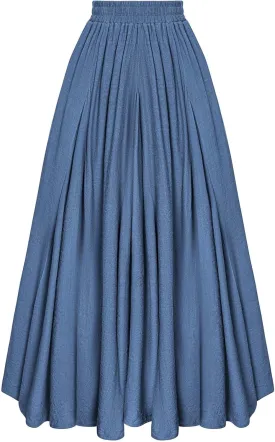 Scarlet Darkness Women Casual Maxi Skirt Flowy Bohemian Renaissance Long Skirts
