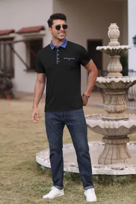 SEGANUP Men's Casual Collared Polo Shirts Cotton Short Sleeve Golf Shirts Fashion Basic Shirts with Pocket