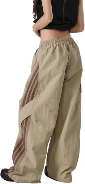 Striped Baggy Parachute Pants Y2k Track Pants Unisex Streetwear Fashion Drawstring Sweatpants