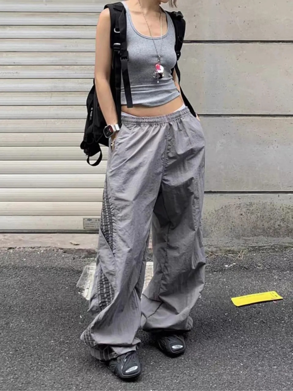 Striped Baggy Parachute Pants Y2k Track Pants Unisex Streetwear Fashion Drawstring Sweatpants