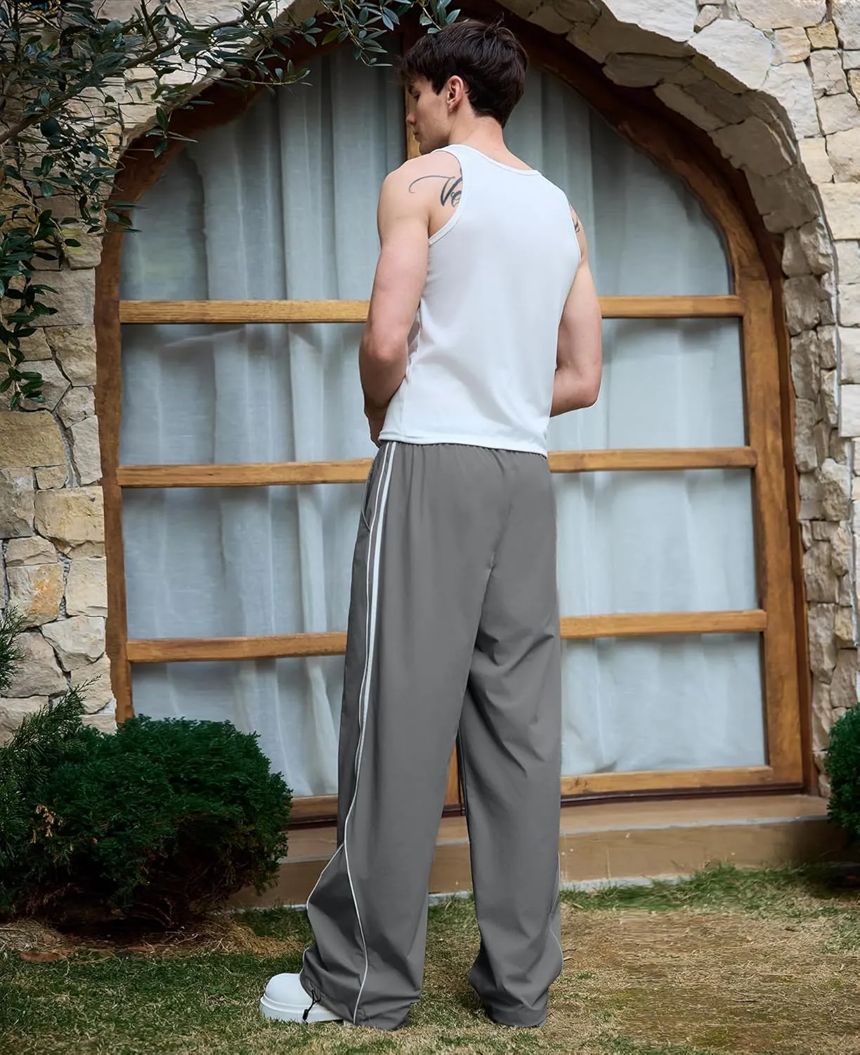 Susclude Mens Baggy Sweatpants Wide Leg Elastic Waist Track Pants Y2k Stretch Summer Casual Pants for 2025 Trendy Streetwear