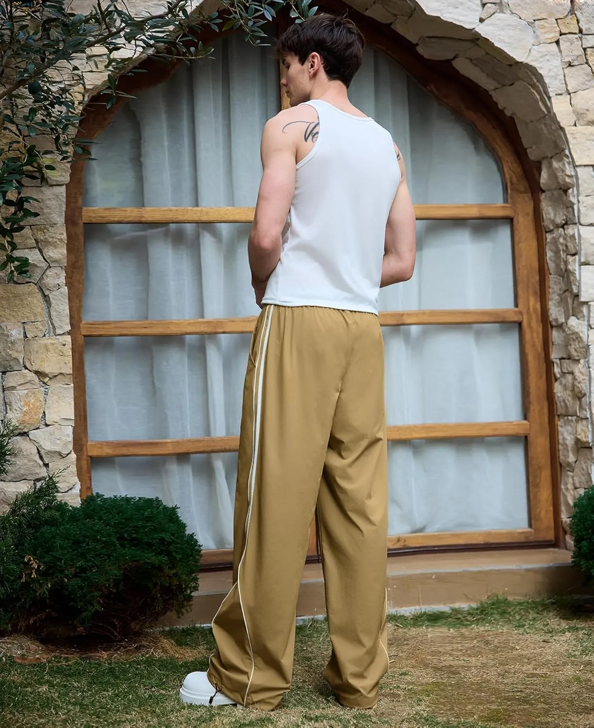 Susclude Mens Baggy Sweatpants Wide Leg Elastic Waist Track Pants Y2k Stretch Summer Casual Pants for 2025 Trendy Streetwear