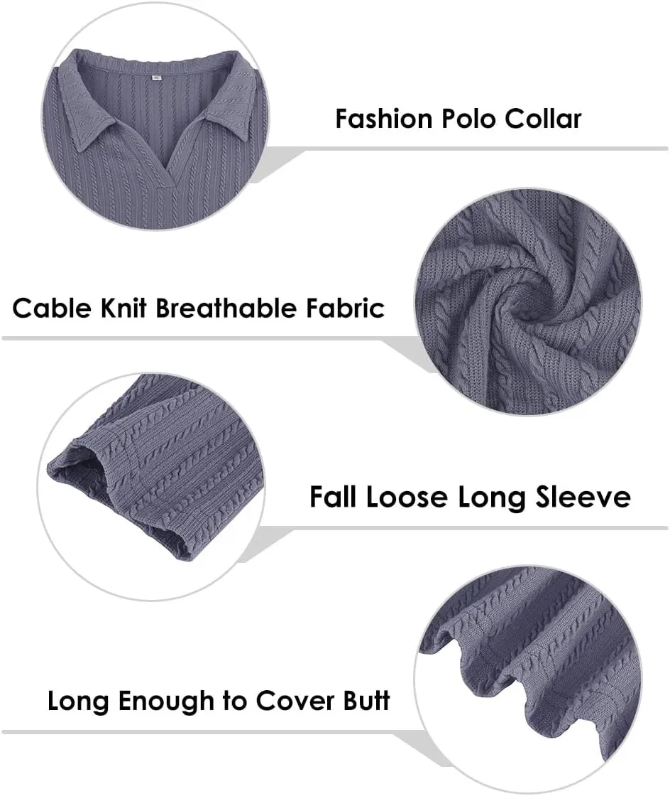 TIYOMI Plus Size Polo Shirts Knitted Long Sleeve Tops for Women XL-5XL