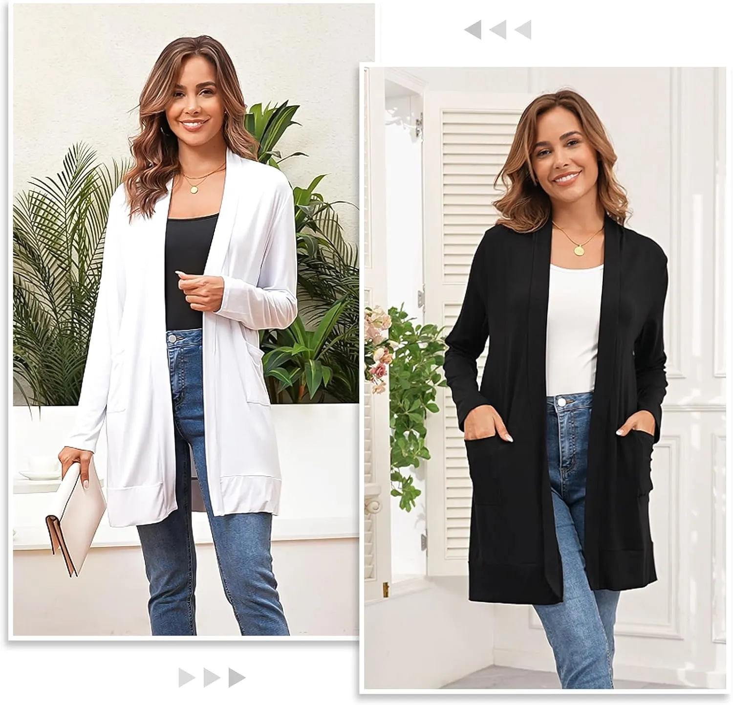TownCat Womens Lightweight Cardigan with Pocket, Long Sleeve Open Front Casual Loose Cardigan for Women