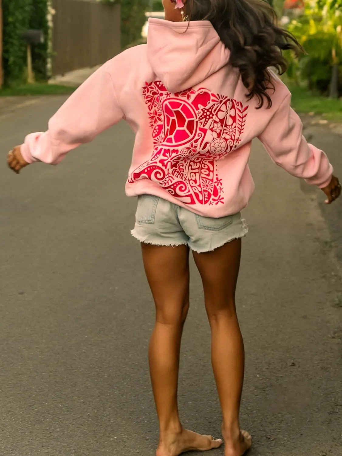 Women Teen Girls Cute Embroidered Flower Ocean Graphic Hoodies Coastal Preppy Long Sleeve Pocket Hoodie Sweatshirts