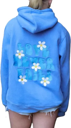 Women Teen Girls Cute Embroidered Flower Ocean Graphic Hoodies Coastal Preppy Long Sleeve Pocket Hoodie Sweatshirts
