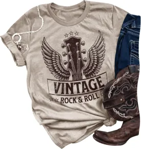 Women Vintage Graphic Tees for Women Rock Band T Shirt Casula Country Concert Outfits Short Sleeve Vintage Band Shirts