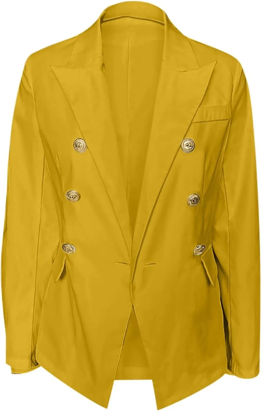 Womens Blazers Dressy Casual Long Sleeve Double Breasted Suit Jackets Classic Fitted Work Office Blazer Clothes