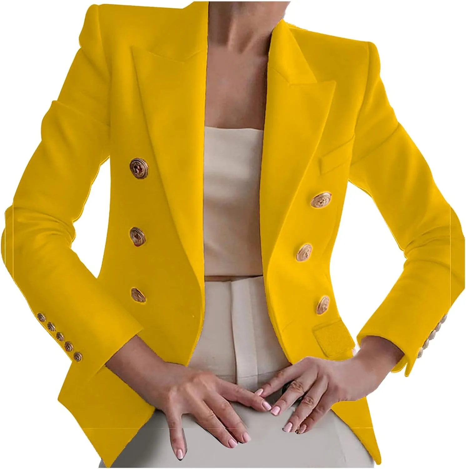 Womens Blazers Dressy Casual Long Sleeve Double Breasted Suit Jackets Classic Fitted Work Office Blazer Clothes