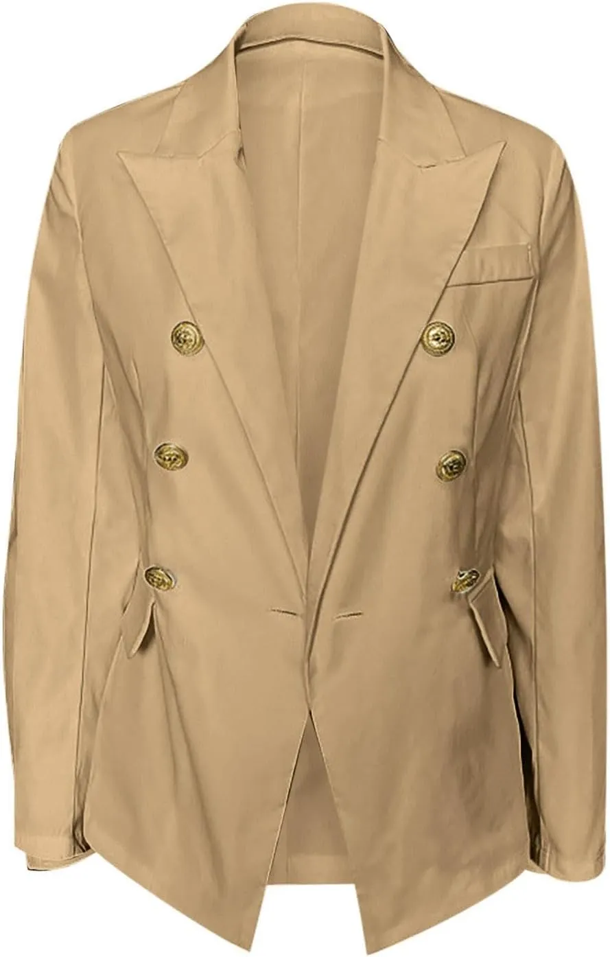 Womens Blazers Dressy Casual Long Sleeve Double Breasted Suit Jackets Classic Fitted Work Office Blazer Clothes