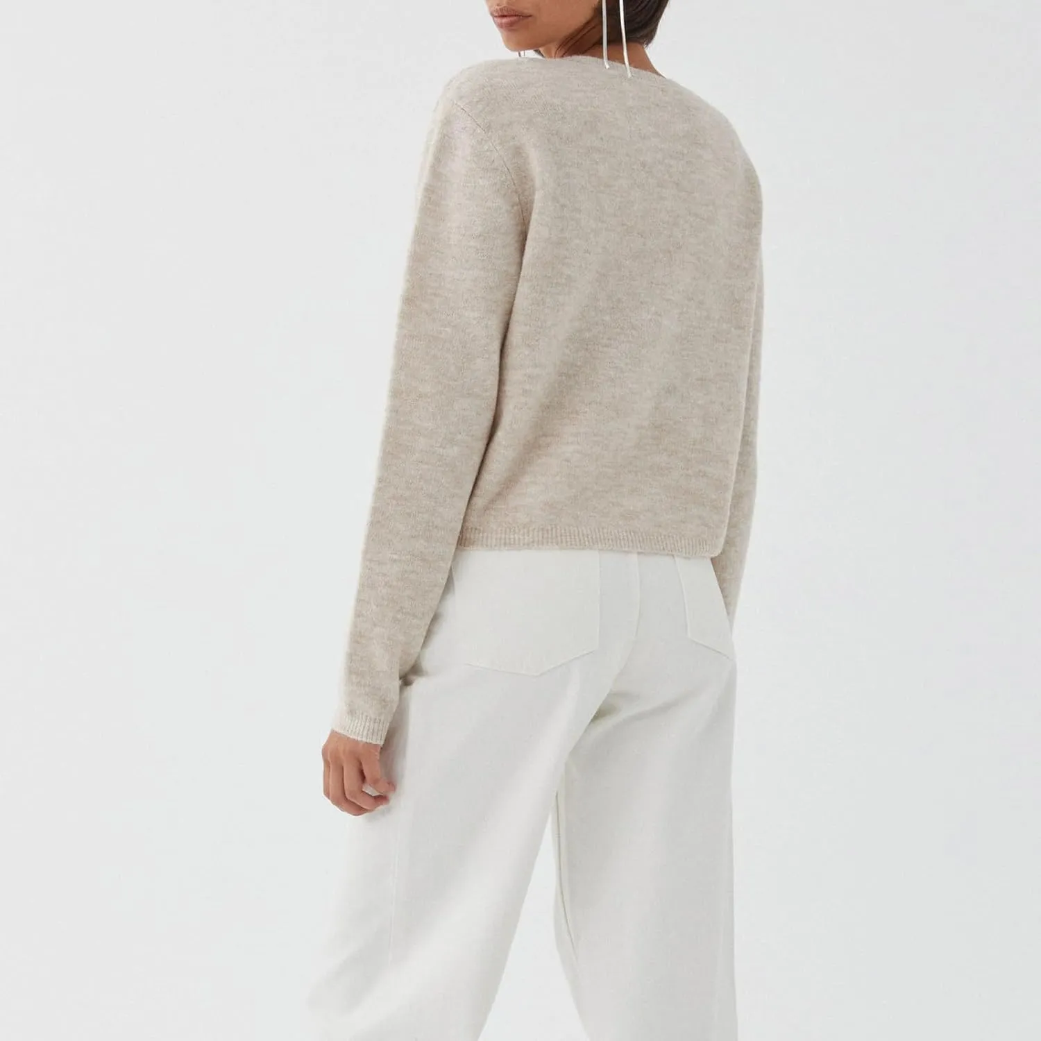 Women's Casual Crop Knit Cardigan Y2K Open Front Button Down Crop Sweater Cardigan Crew Neck Fall Tops Streetwear