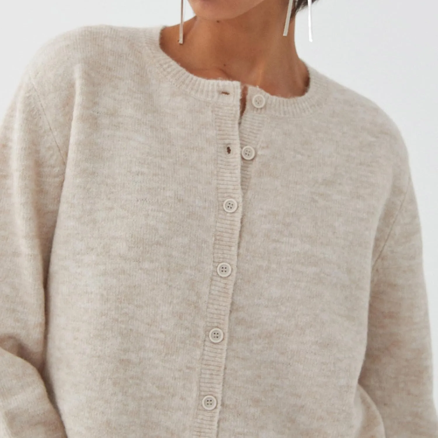 Women's Casual Crop Knit Cardigan Y2K Open Front Button Down Crop Sweater Cardigan Crew Neck Fall Tops Streetwear
