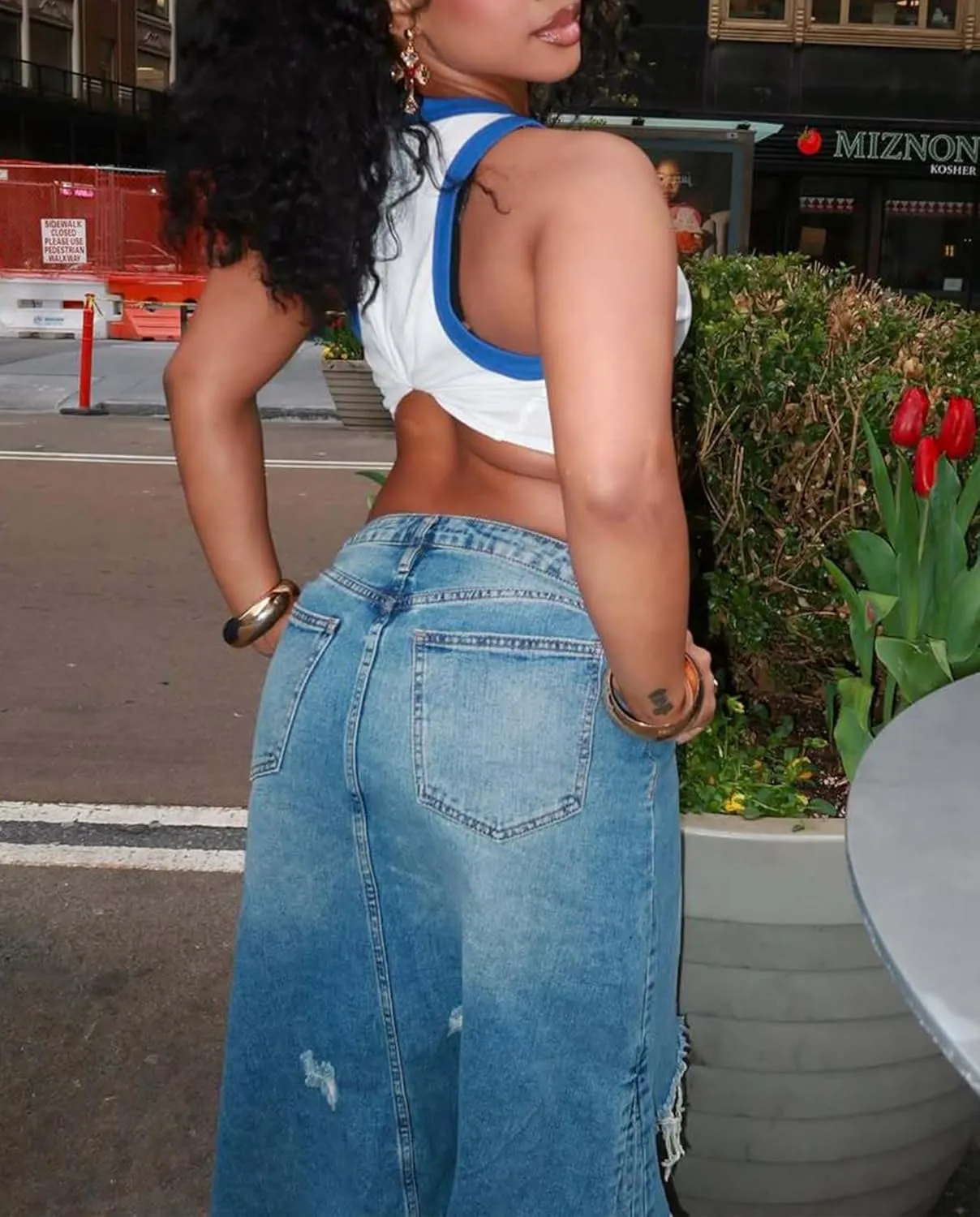 Women's Casual Slit Maxi Denim Skirt High Waisted Ripped Frayed Raw Hem Distressed High Low Long Jean Skirt