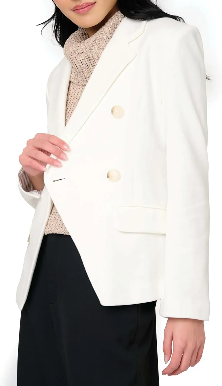 Women's Double Breasted Blazer, Casual Work Wear, Fitted Blazer Jacket Open Front Long Sleeve Suit Jacket