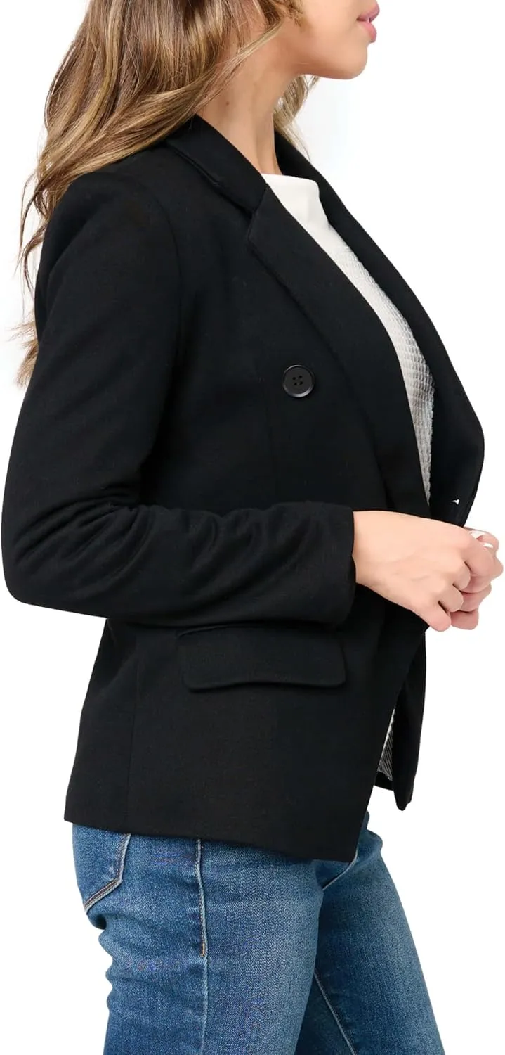 Women's Double Breasted Blazer, Casual Work Wear, Fitted Blazer Jacket Open Front Long Sleeve Suit Jacket