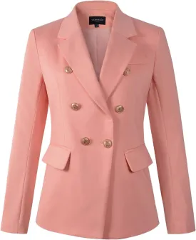 Womens Double Breasted Blazer Ladies Jacket Work Suit